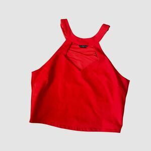 bebe Seamless Top Cutout High Neck Red - M
